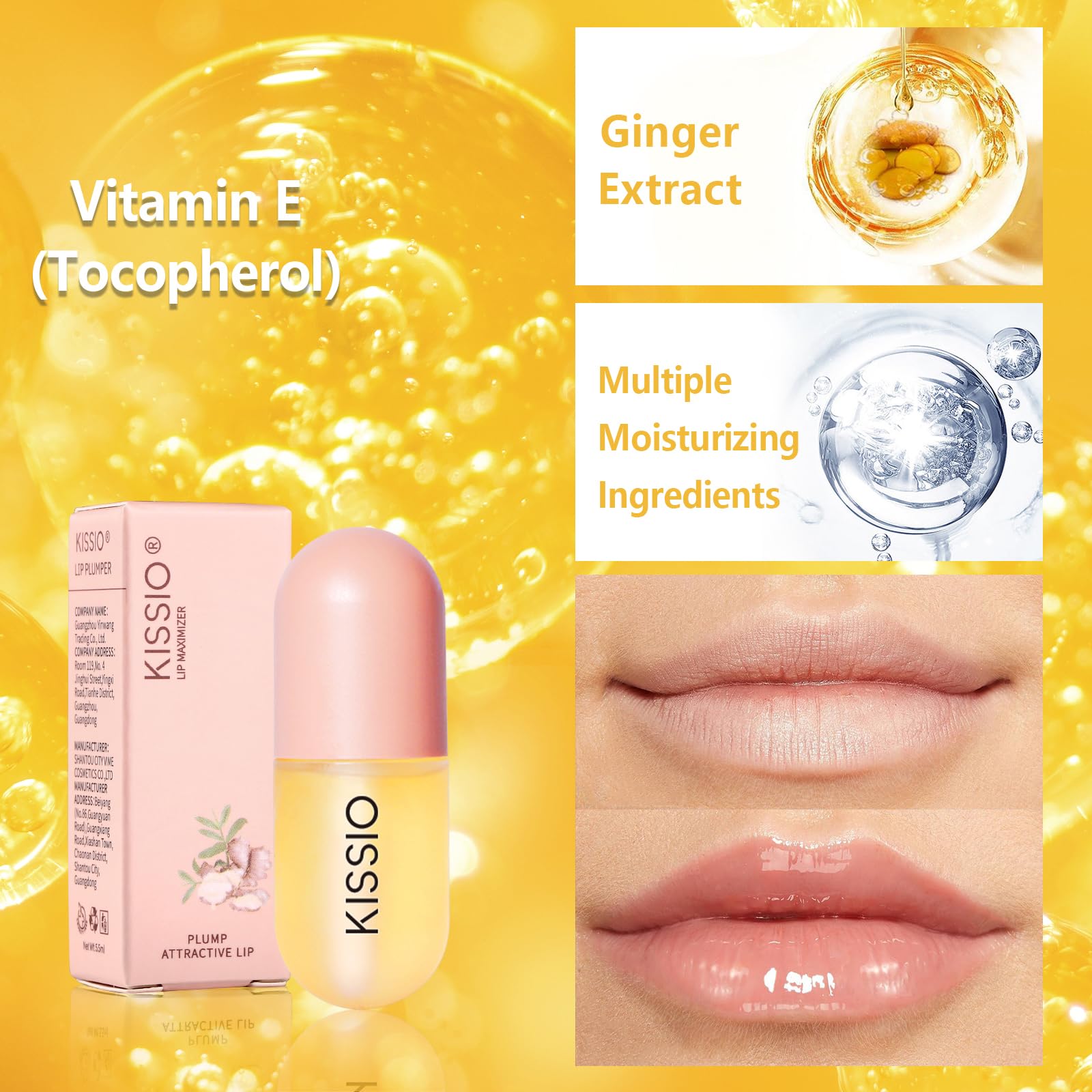 Kissio moisturizing lip gloss side profile for size reference