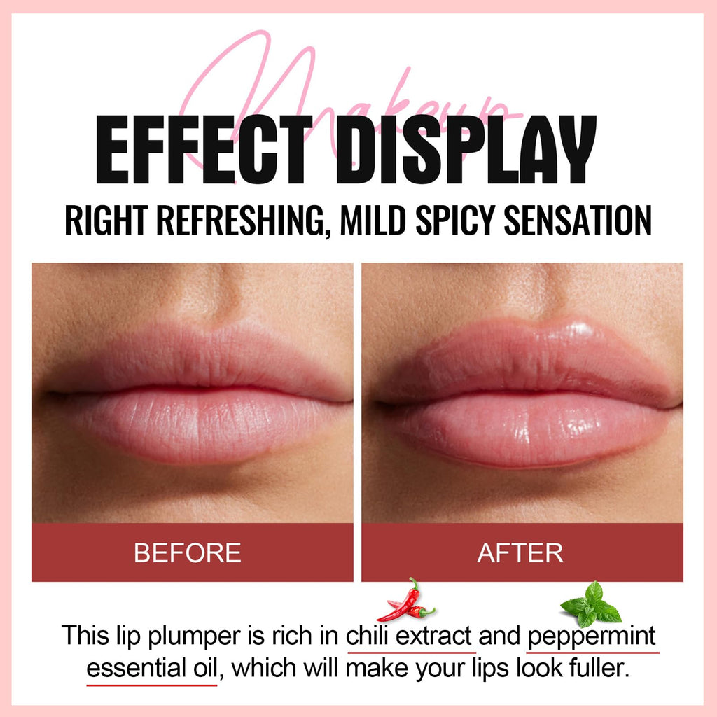 Erinde lip plumper applicator showing high-shine gloss texture