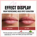 Erinde lip plumper applicator showing high-shine gloss texture