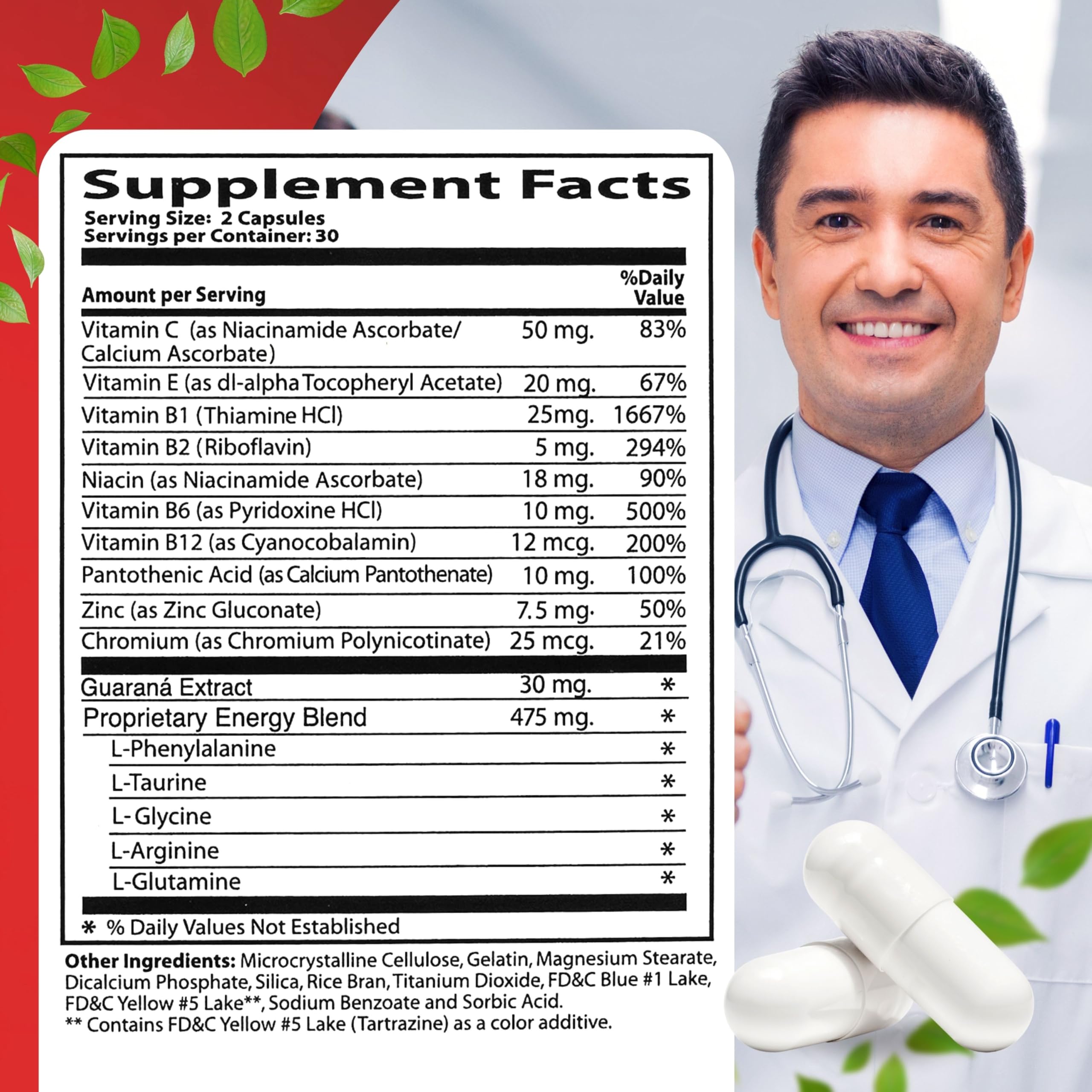 Neurobion Energy dietary supplement bottle showing vitamin b complex and zinc ingredients