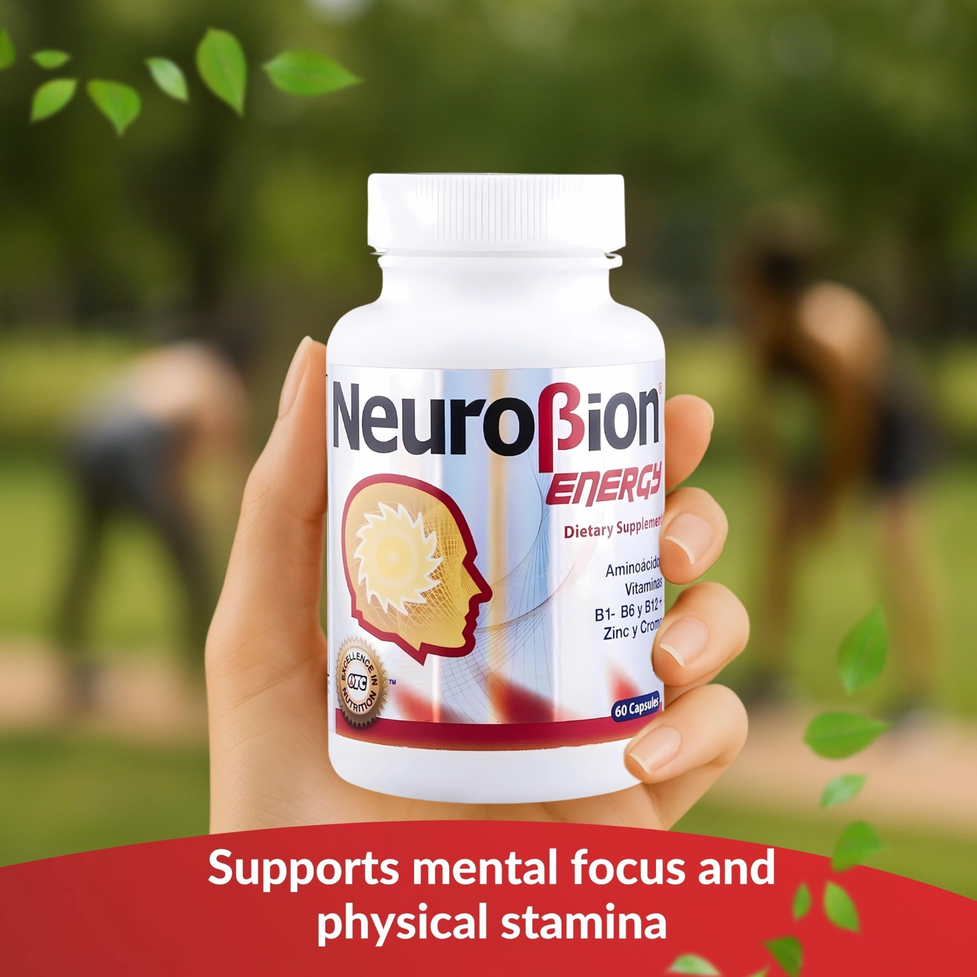 Neurobion Energy capsules close up view detailing legal disclaimers and directions