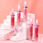 Close up of Baisen Diary pink lip oil swatches