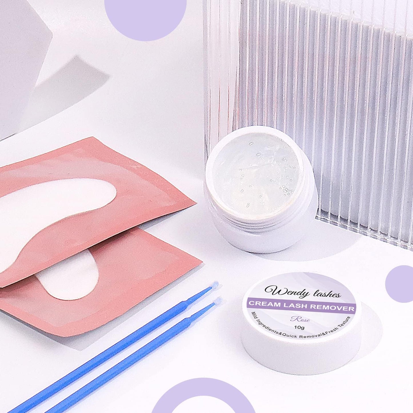 Rose scented eyelash extension glue remover container