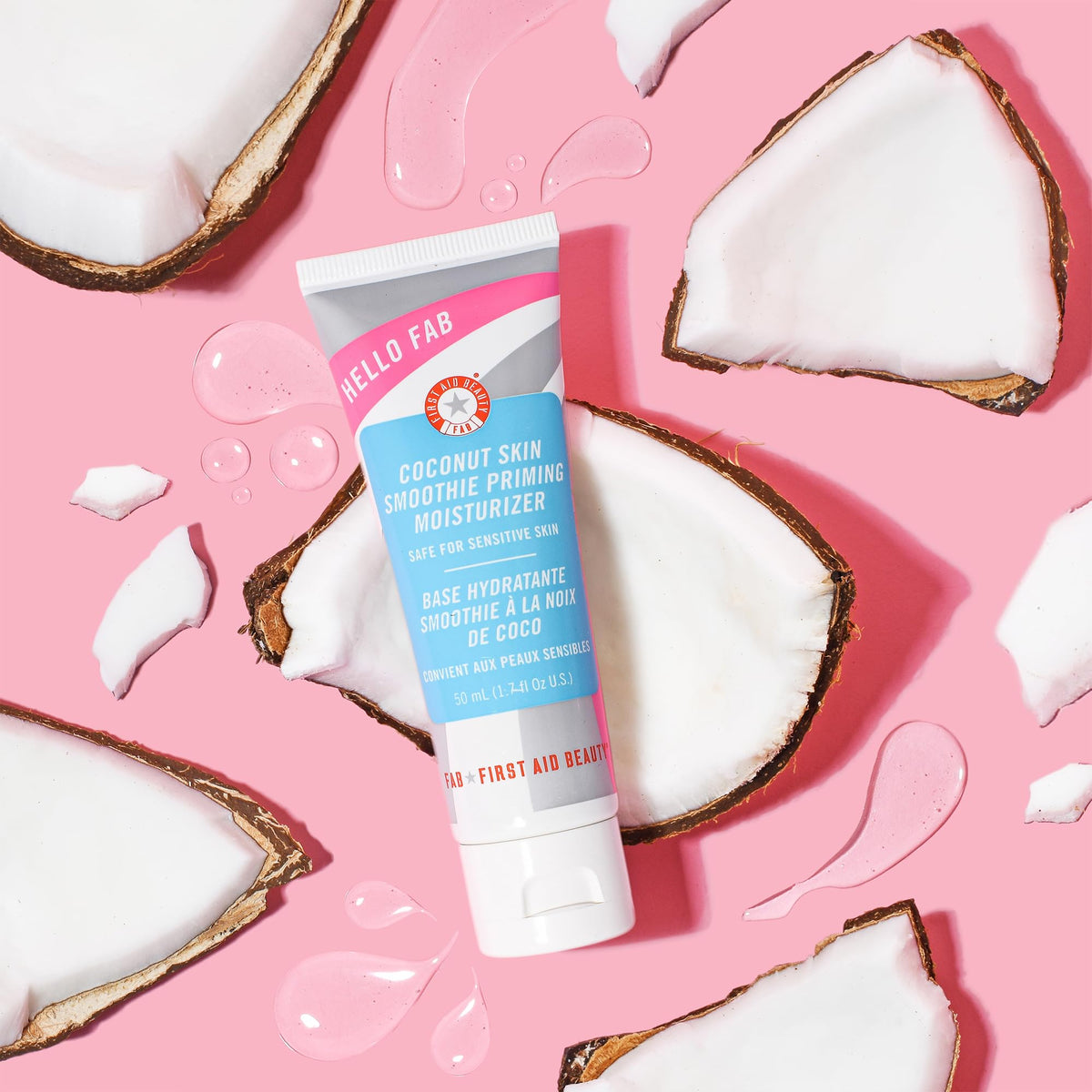 First Aid Beauty Hello FAB Coconut Skin Smoothie Priming Moisturizer side tube view