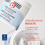 First Aid Beauty Ultra Repair cream texture swatch showing whipped moisturizing consistency.