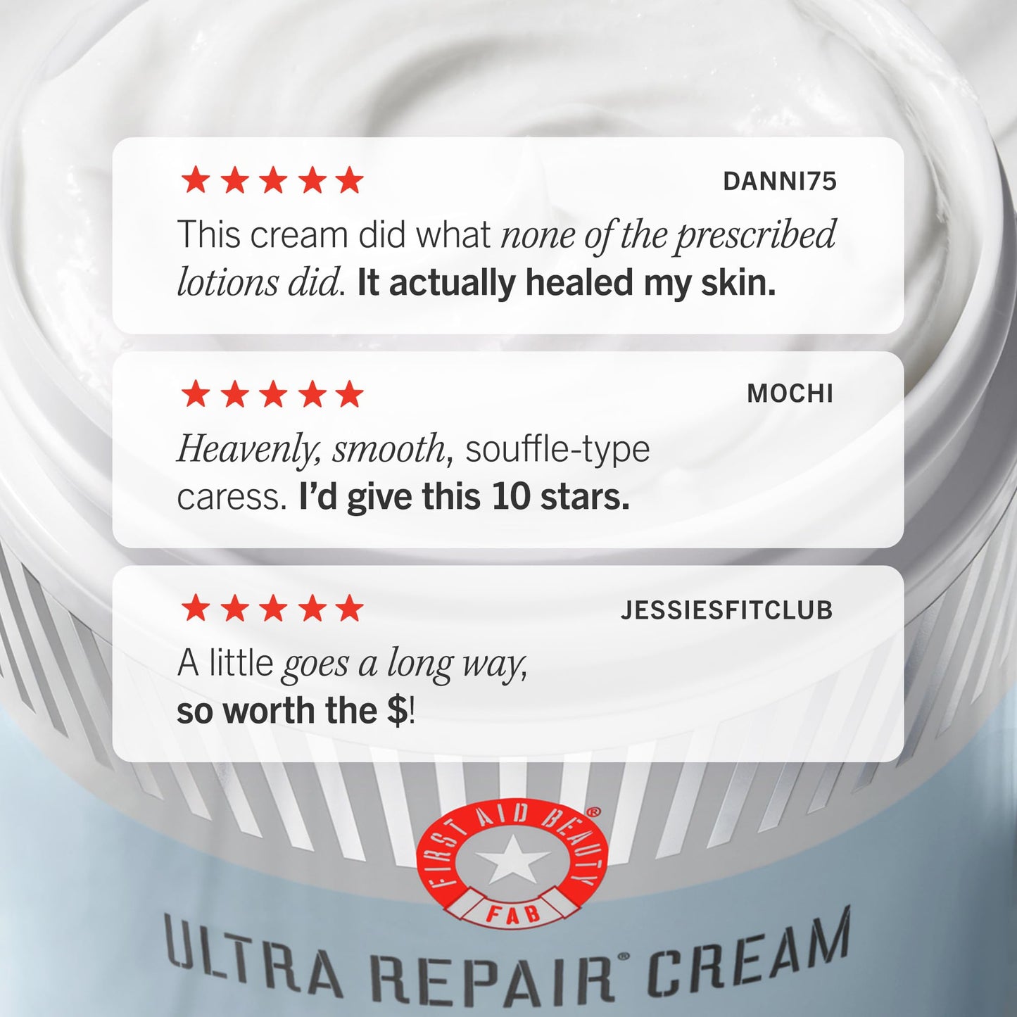 First Aid Beauty non greasy eczema relief moisturizer close up