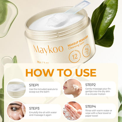 Maykoo Makeup Remover Balm for all skin types set against aesthetic background