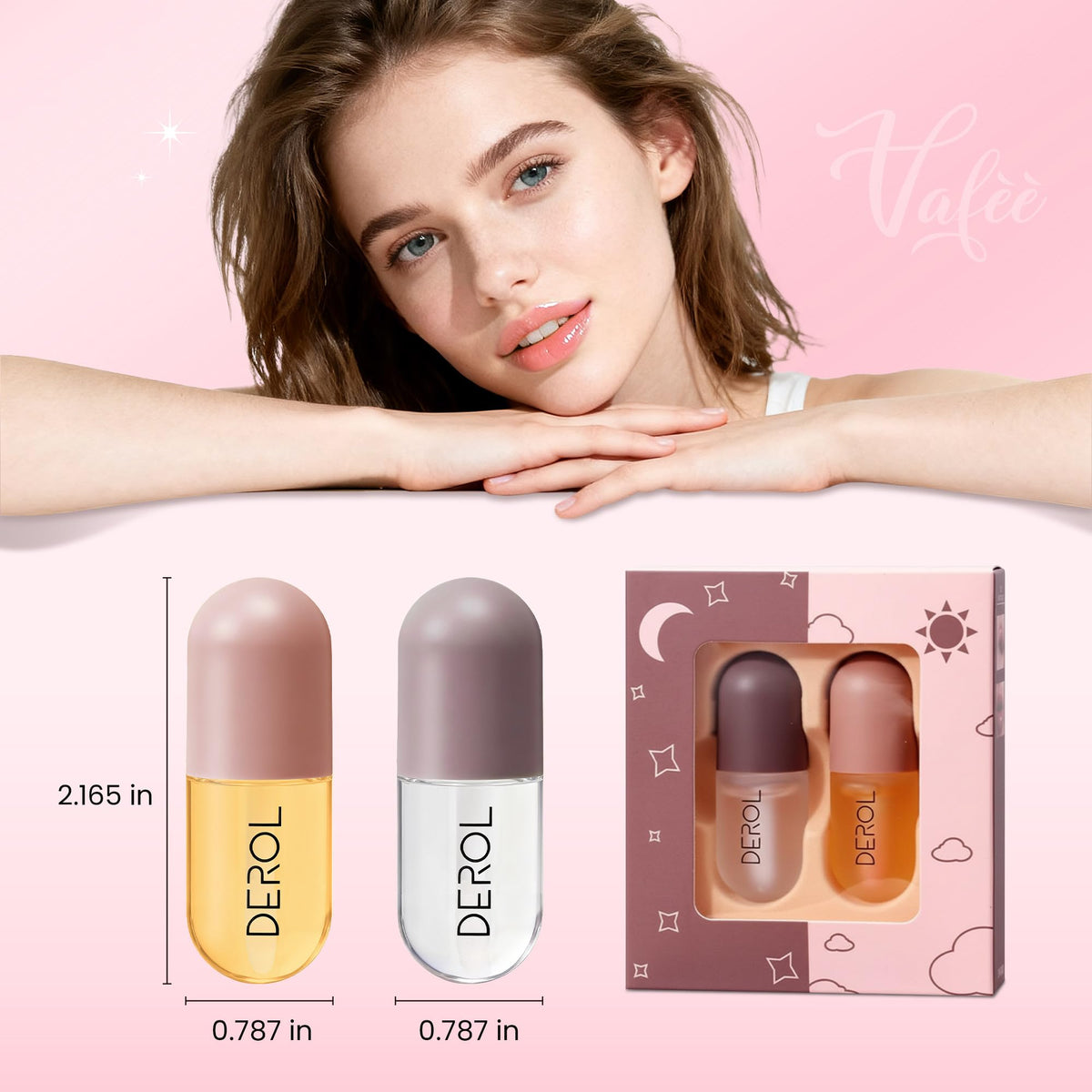 Lifestyle shot of Vafee Derol Lip Plumper Set for daily beauty routine