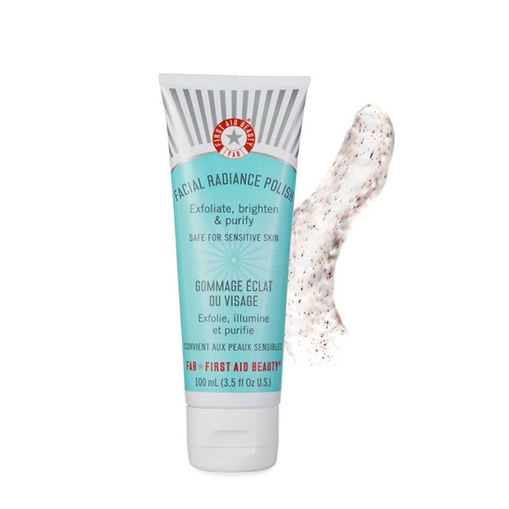 First Aid Beauty brightening facial cleanser tube back label directions