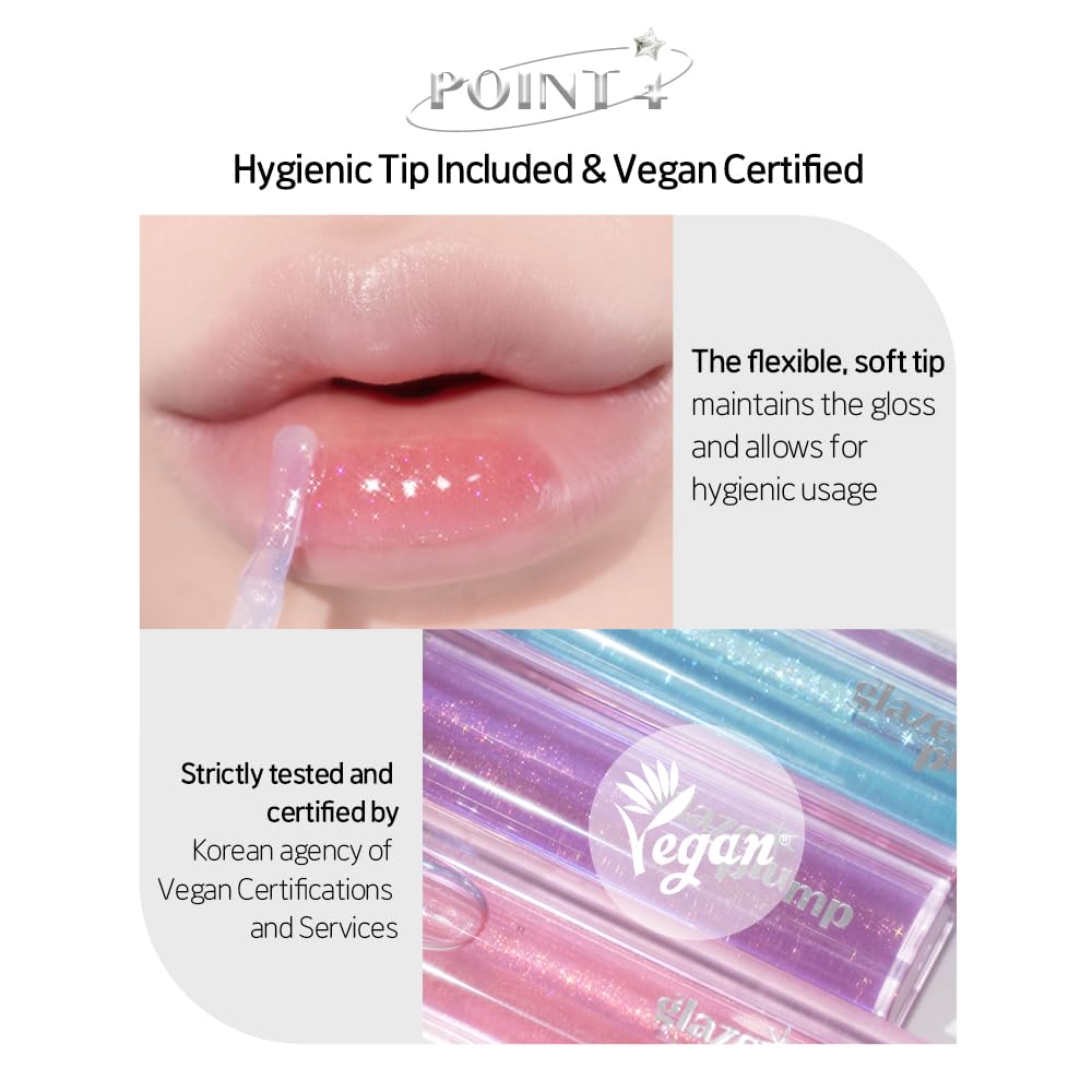 Model wearing Etude Glaze Plump Gloss Aurora Pink