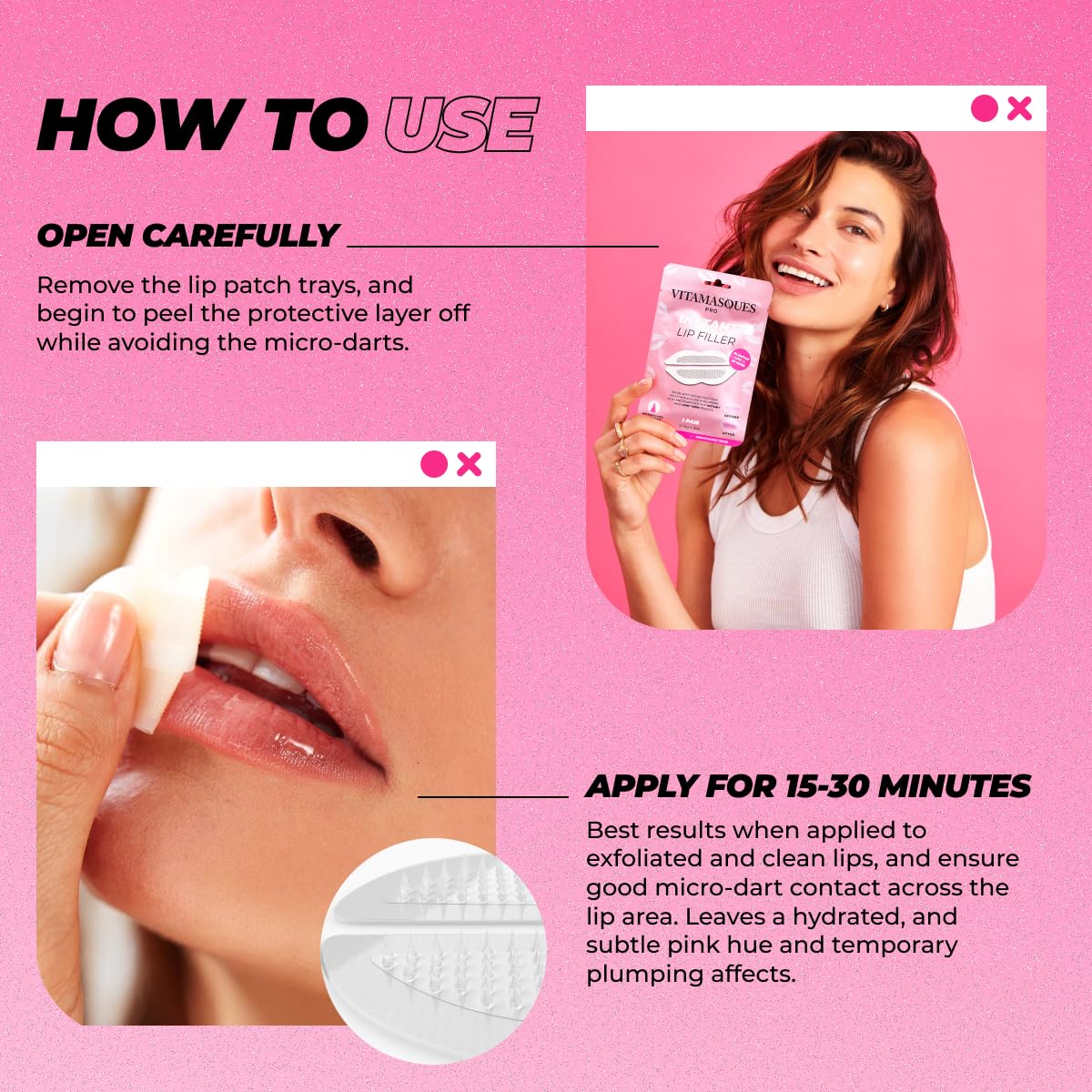 Vitamasques vegan collagen lip mask application demonstration