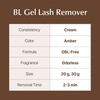 BL Lashes Eyelash Extension Cream Remover label and product details