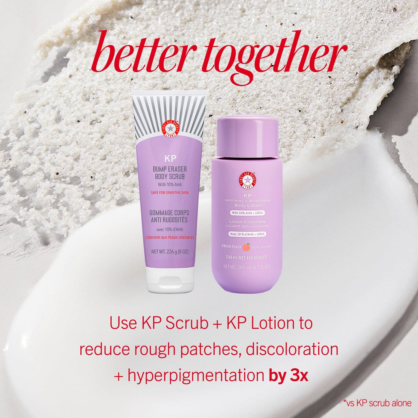 Dermatologist tested body scrub tube demonstrating the flip cap opening of the alpha hydroxy acid exfoliant.