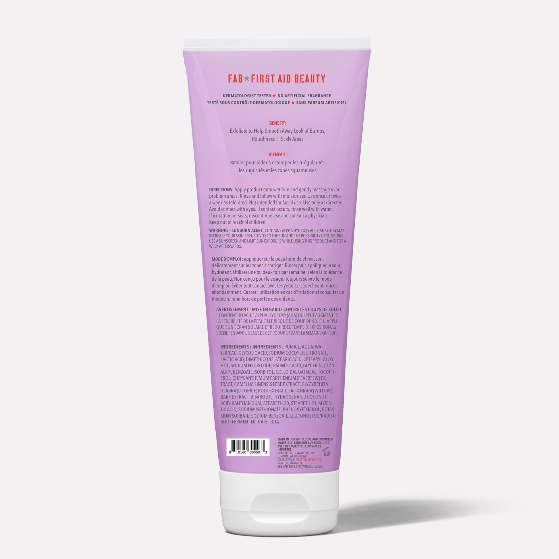 Unboxed view of the dual pack First Aid Beauty smooth skin texture treatment kit.