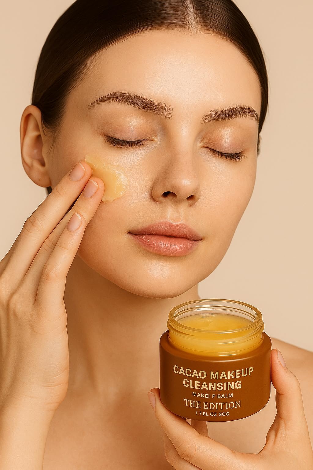 The Edition coconut cleansing balm applied on hand demonstrating use