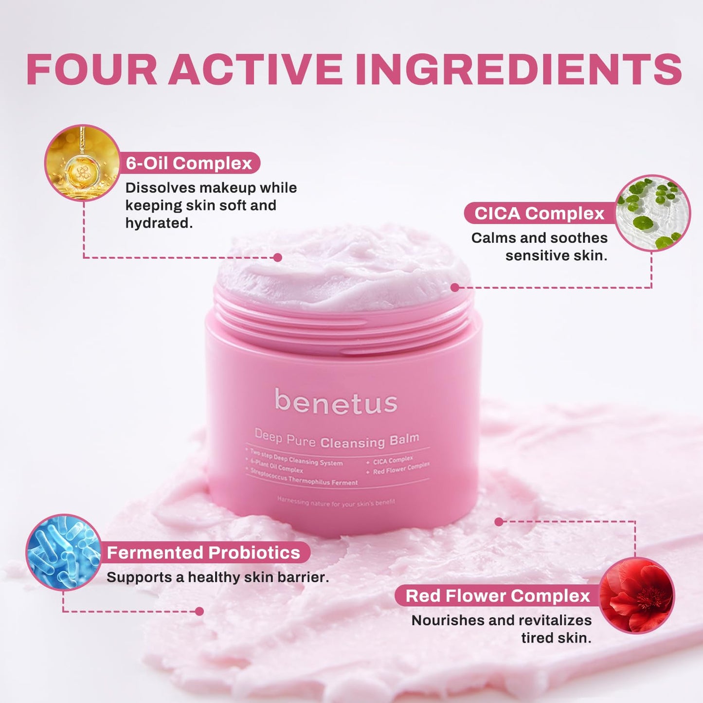 Close up of Benetus Deep Pure Cleansing Balm label and ingredients