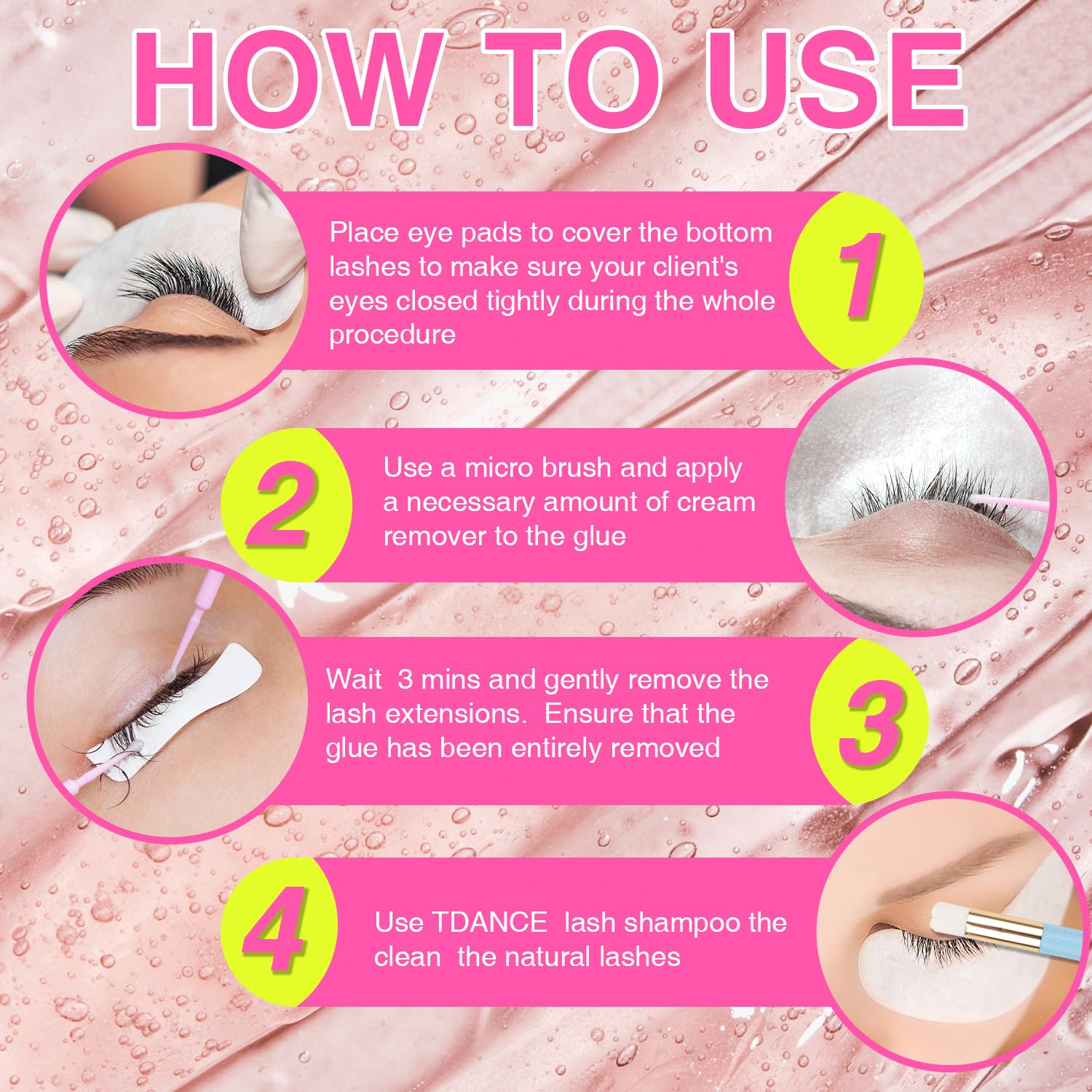 Pink jar of Tdance eyelash extension dissolver