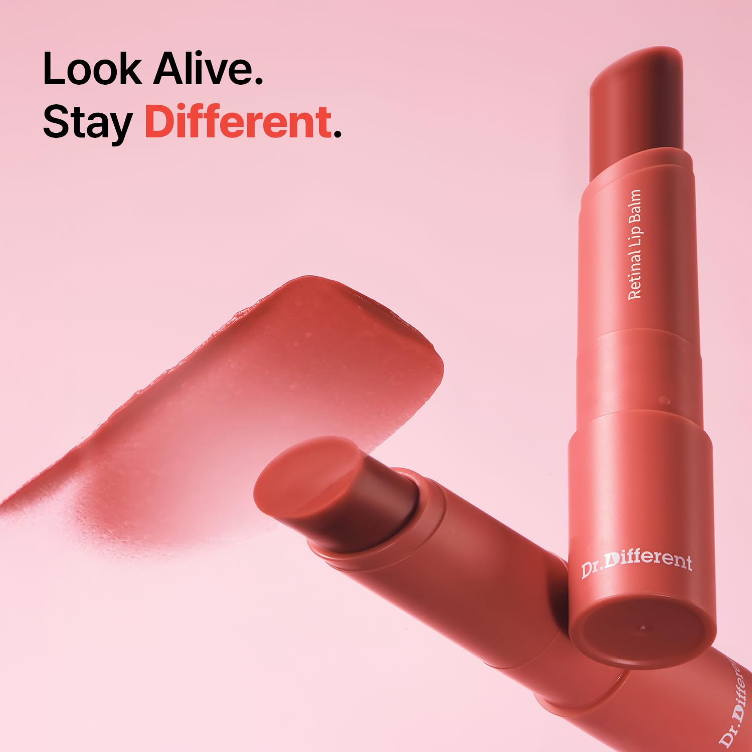 Close up of Dr. Different Retinal Lip Balm Tinted texture.