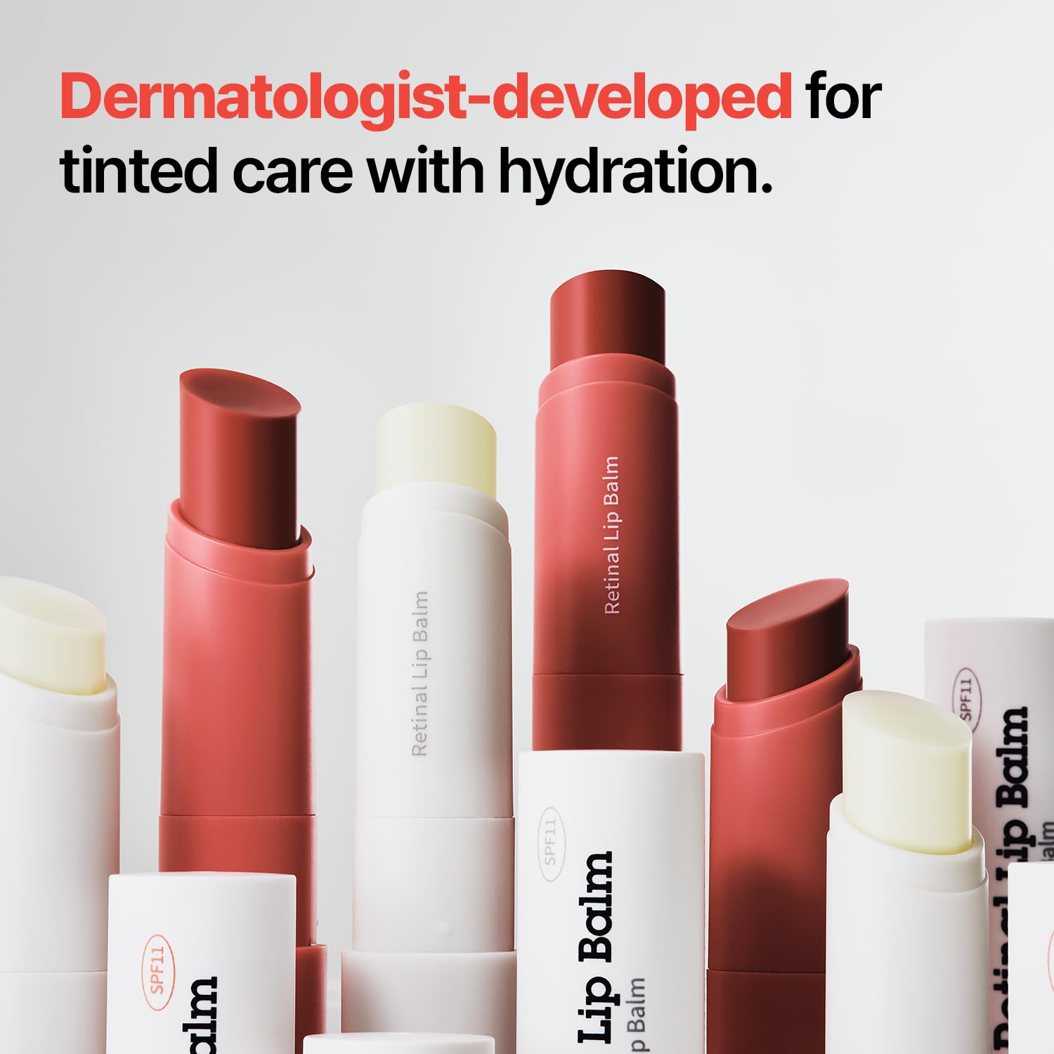 Dr. Different Retinal Lip Balm Tinted showing SPF 11 label.