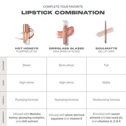 Morphe Hot Honeys lip oil side view with branding