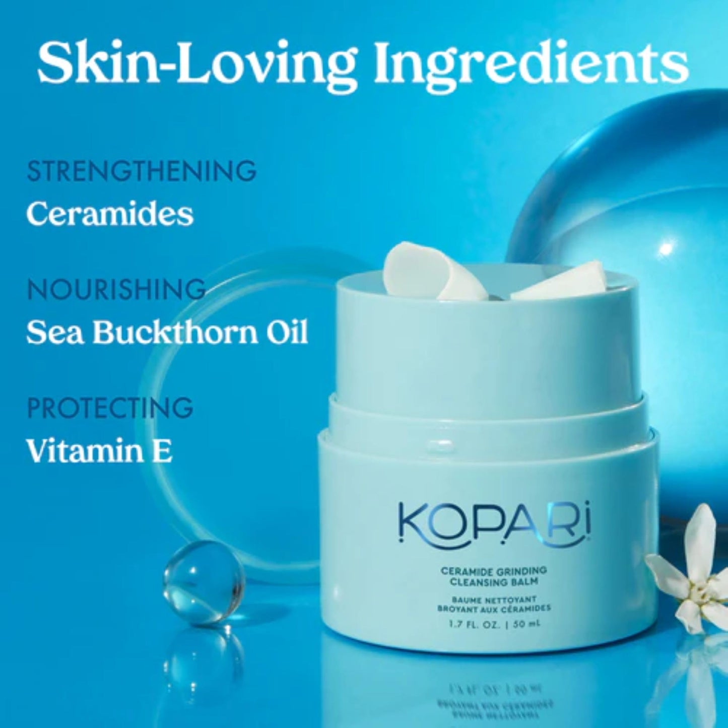 Application of Kopari Ceramide Grinding Cleansing Balm on skin