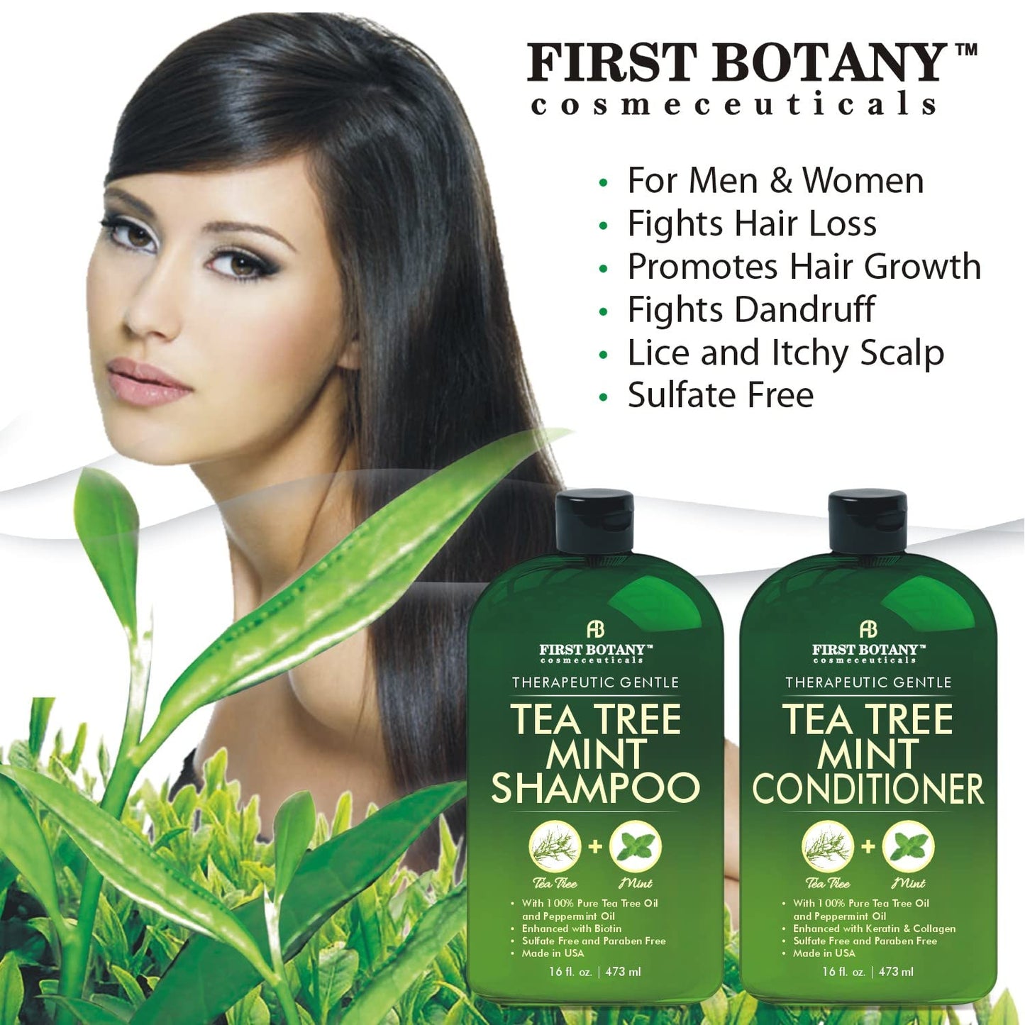 First Botany anti dandruff clarifying shampoo bottle label details close up view