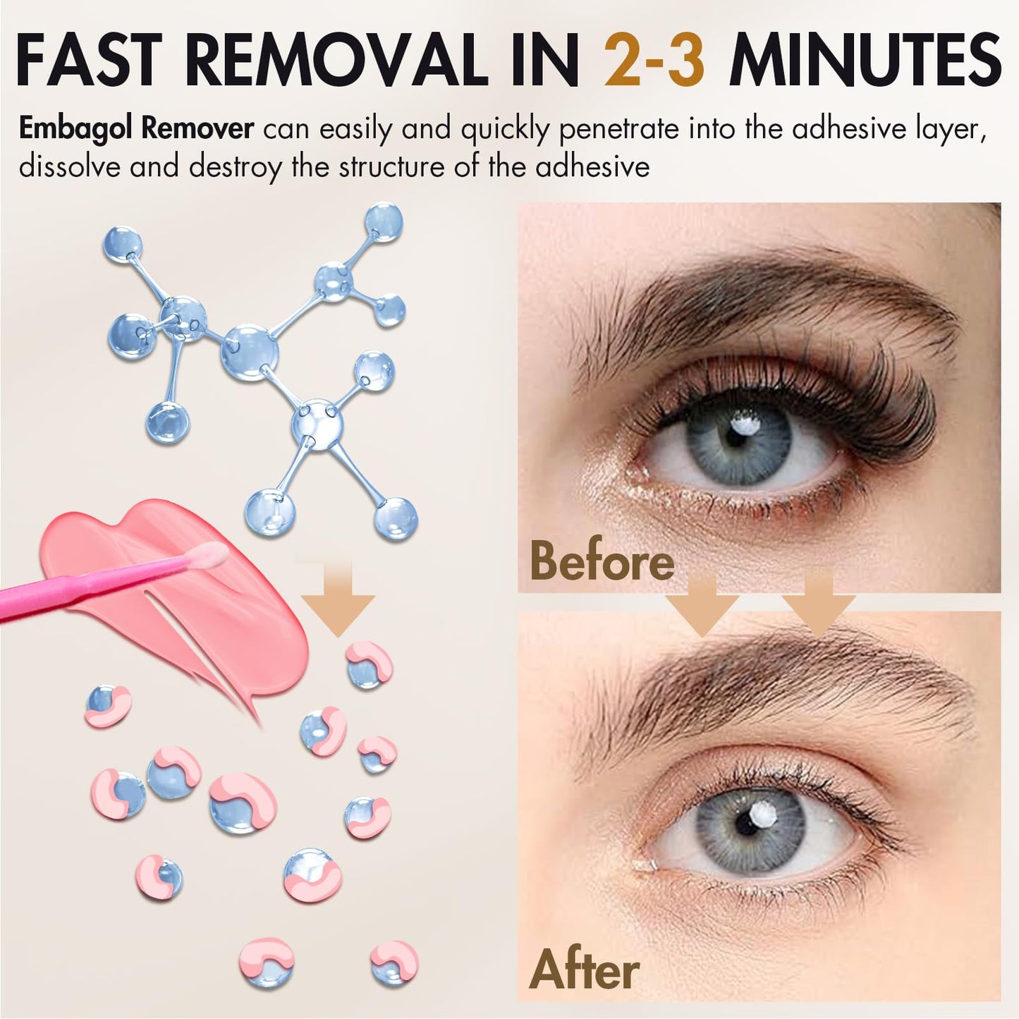 Embagol no-burn lash extension remover cream jar and packaging