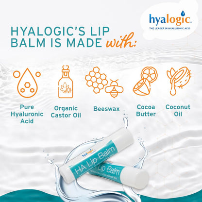 Hyalogic HA Lip Balm branding and ingredient details