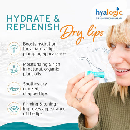 Side view of Hyalogic hyaluronic acid lip balm stick