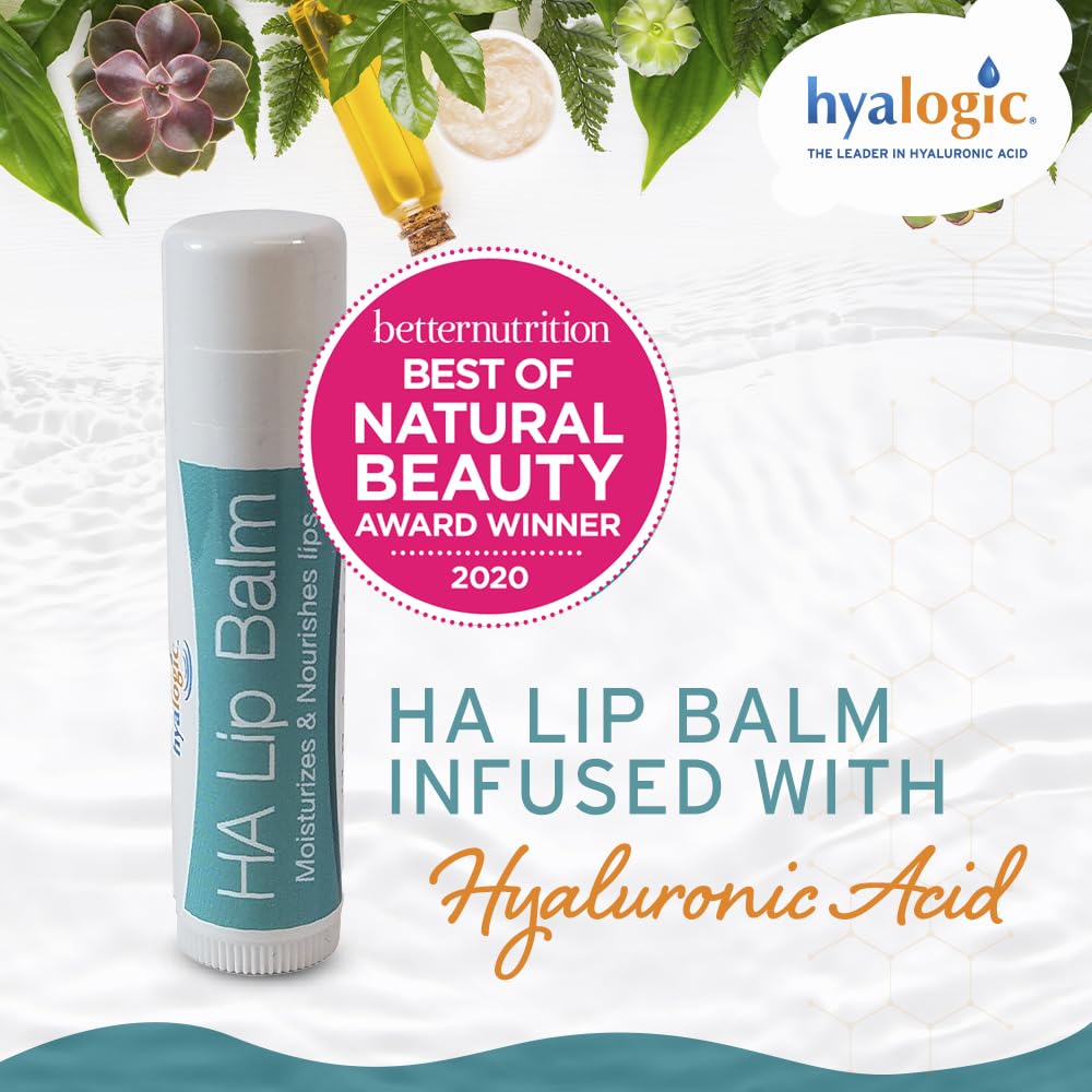 Hyalogic lip balm packaging showing organic ingredients