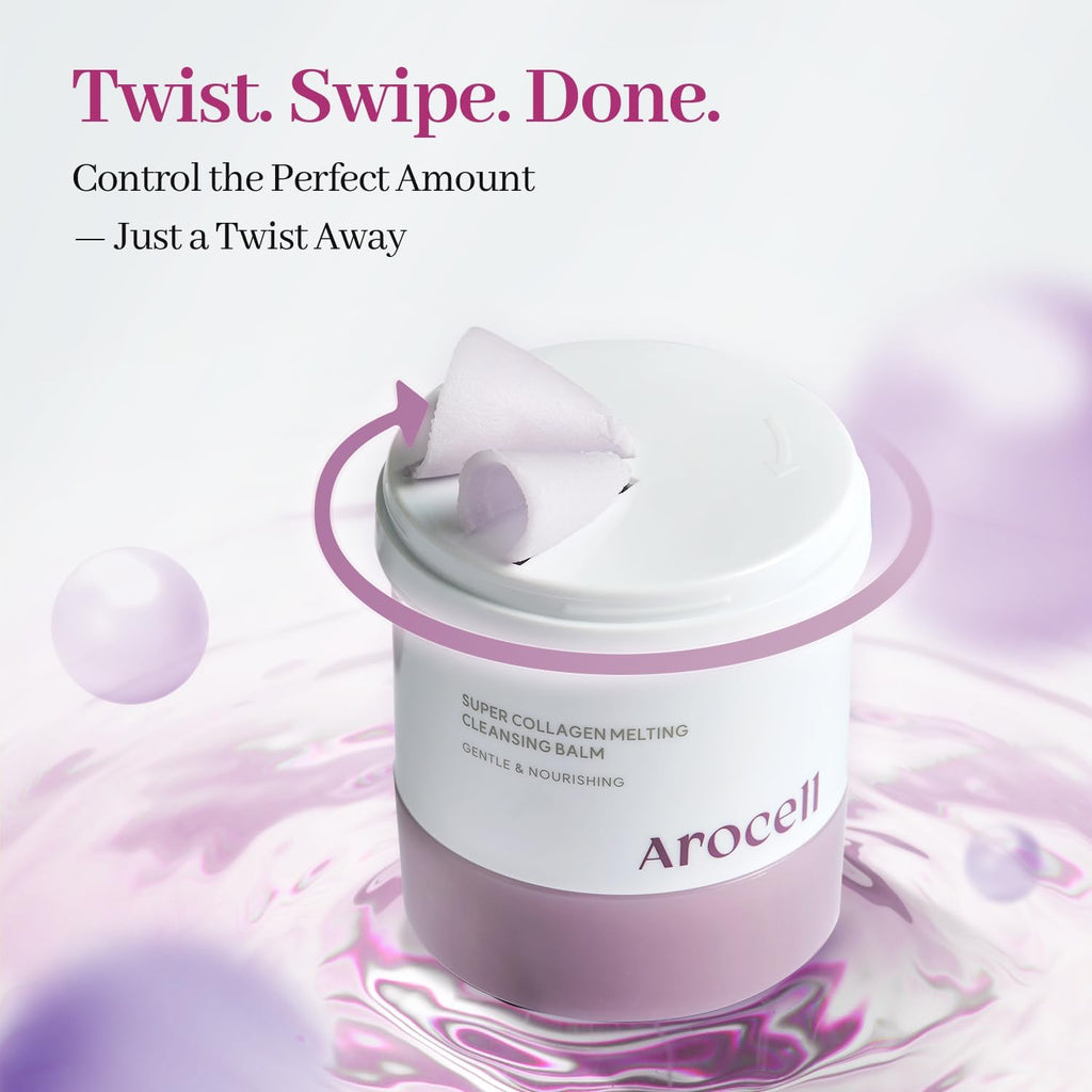 Arocell Super Collagen Melting Cleansing Balm open jar showing internal design