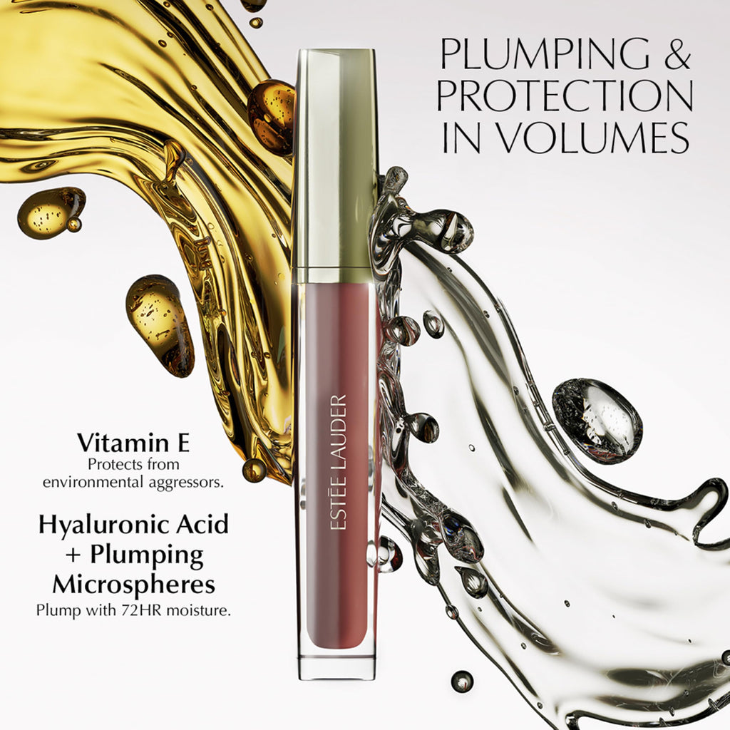 Side profile of Estée Lauder Glossy Pout Lip Oil bottle