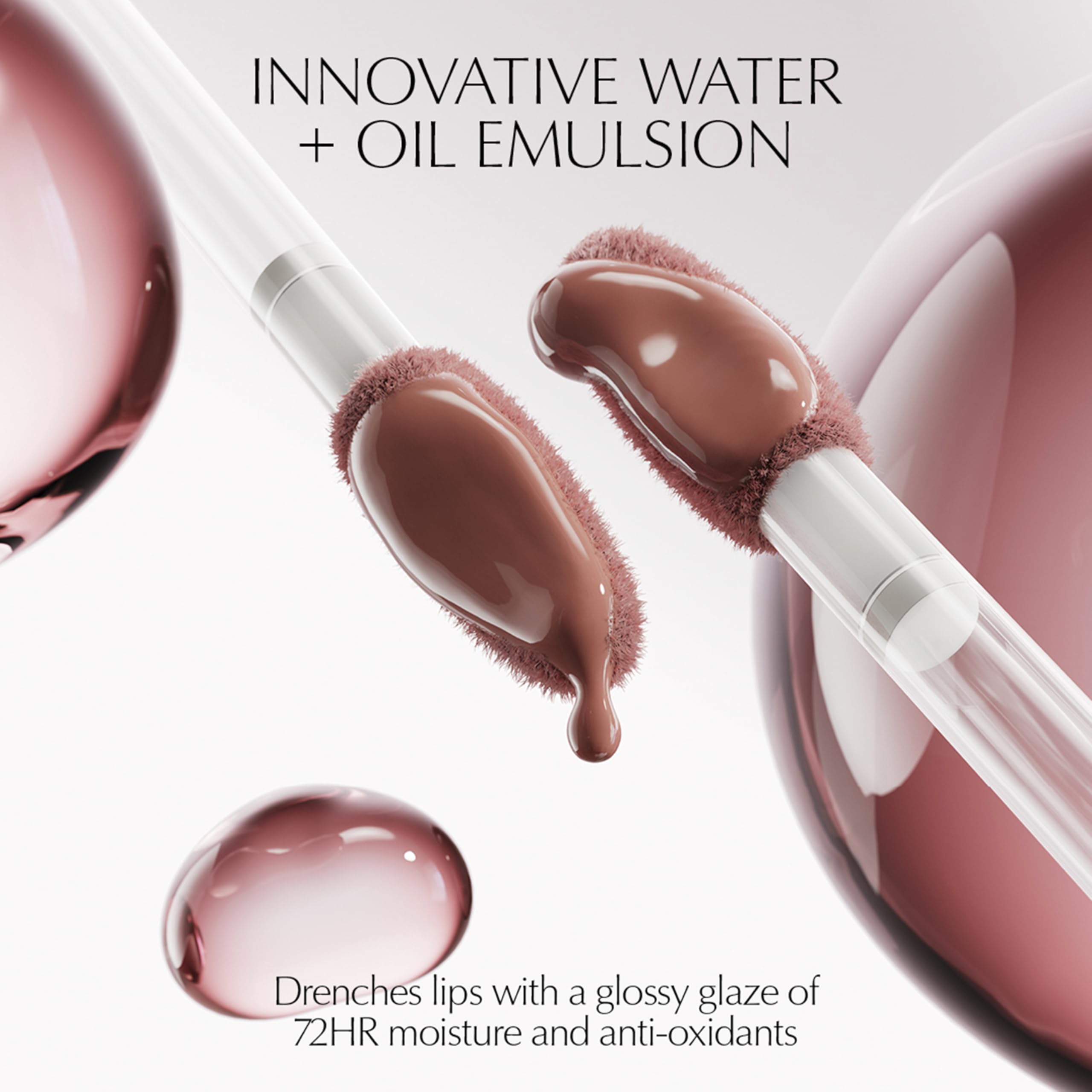 Estée Lauder lip oil showing high shine glossy finish