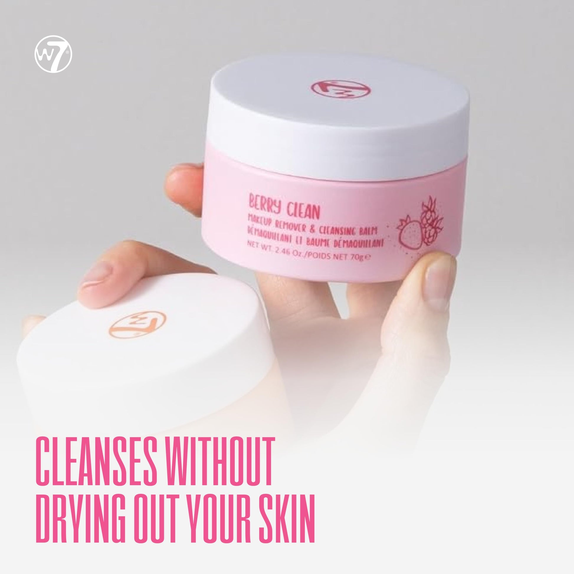 Authentic W7 Berry Clean Cleansing Balm packaging detail