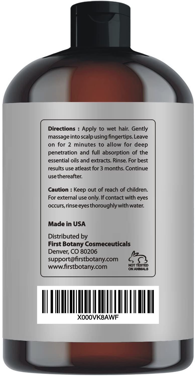 First Botany cosmeceuticals anti hair loss shampoo cap and pump dispenser orientation