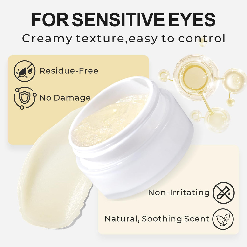 Salon grade eyelash extension cream remover container angle shot