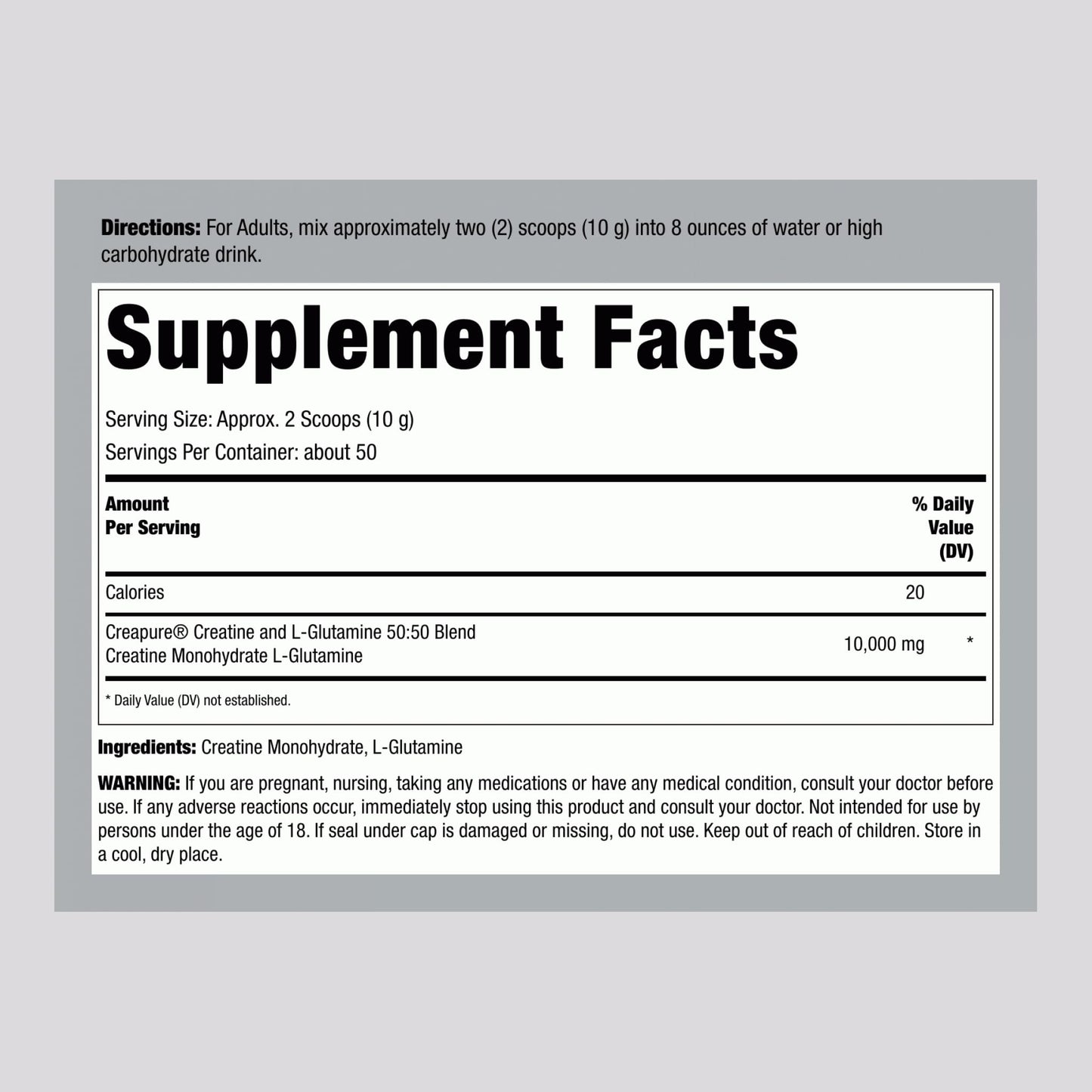 Fitness Labs 500g Creapure creatine and glutamine powder tub