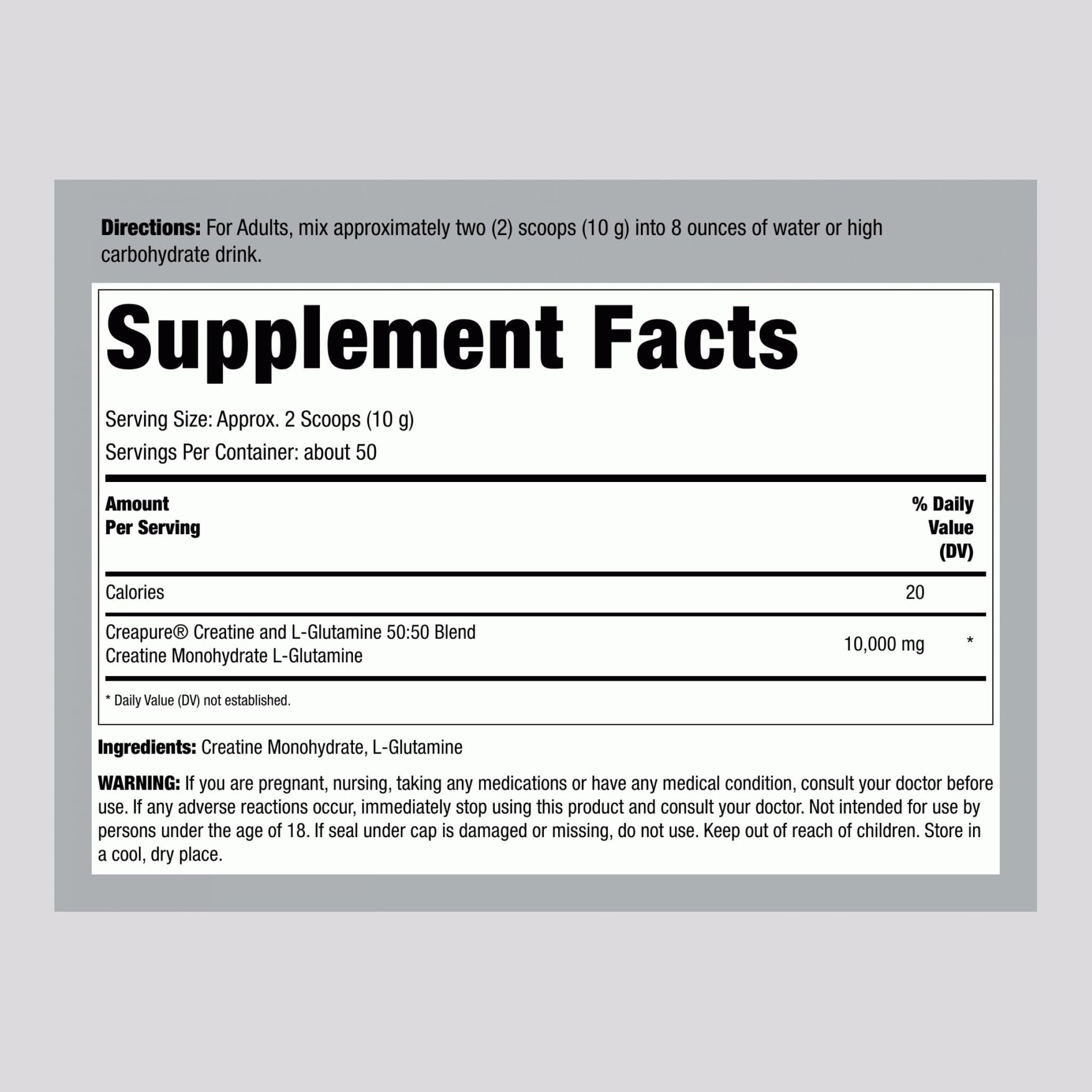 Fitness Labs 500g Creapure creatine and glutamine powder tub