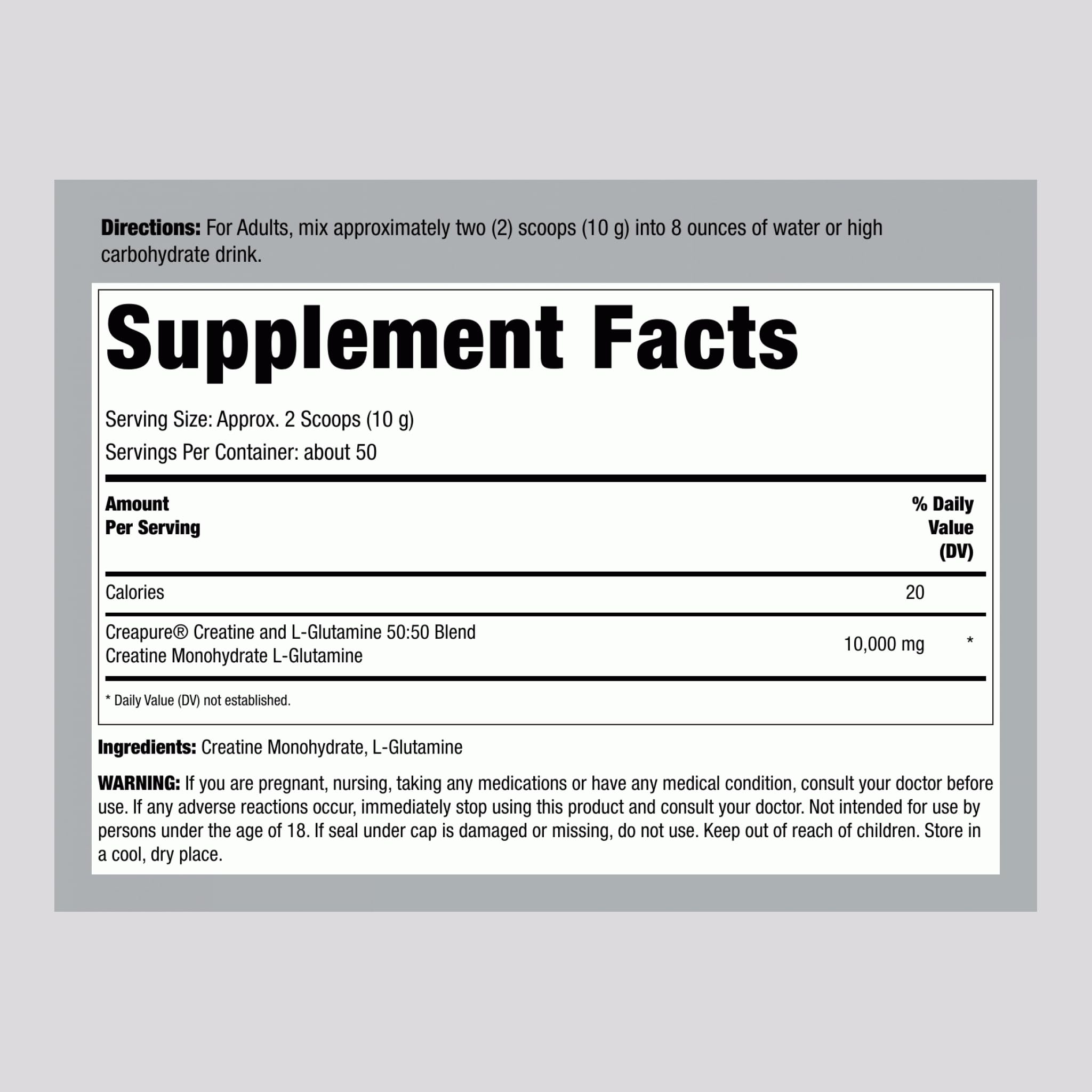 Fitness Labs 500g Creapure creatine and glutamine powder tub