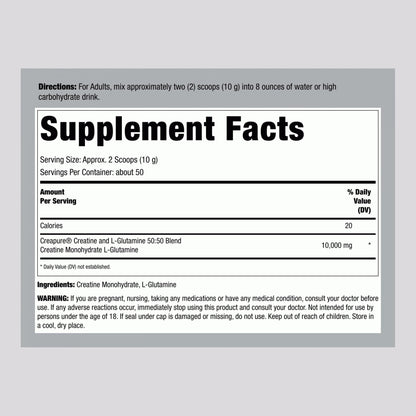 Fitness Labs 500g Creapure creatine and glutamine powder tub