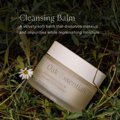 Oak Essentials Cleansing Balm texture showing oil transformation