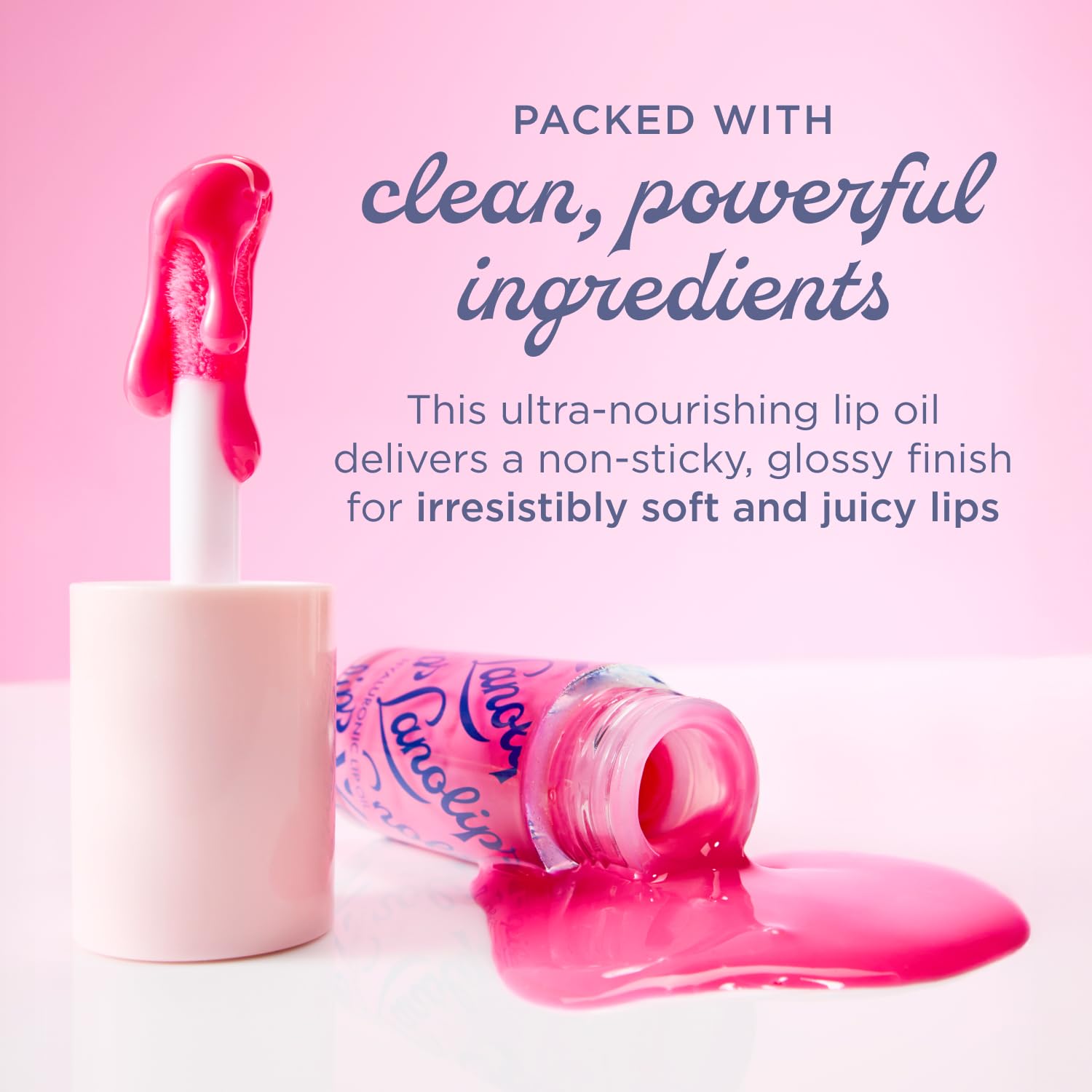 Lanolips Honey and Raspberry lip oil bottles side by side