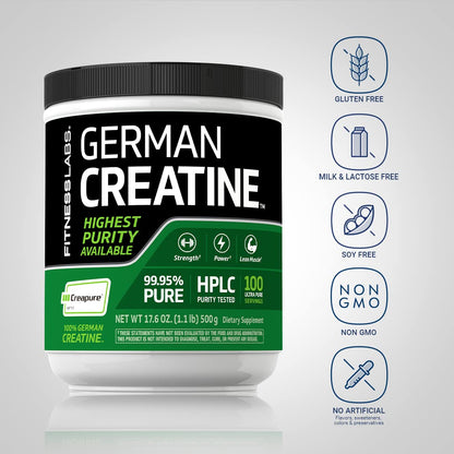 Scoop of Fitness Labs unflavored creatine monohydrate powder