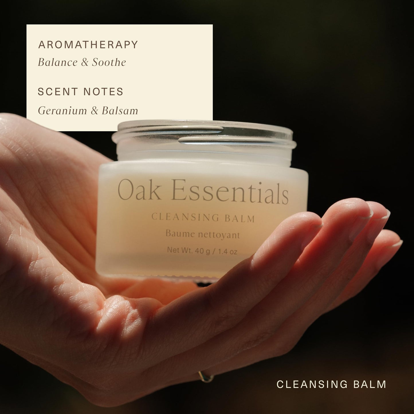 Application of Oak Essentials Cleansing Balm on skin