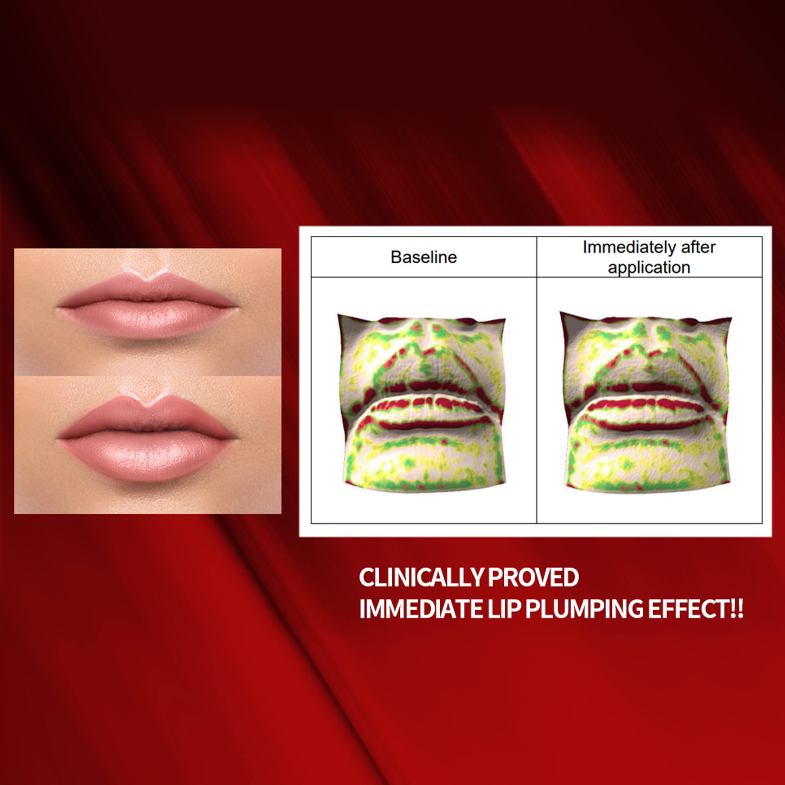 Model showing voluminous lips after using Holika Holika plumper