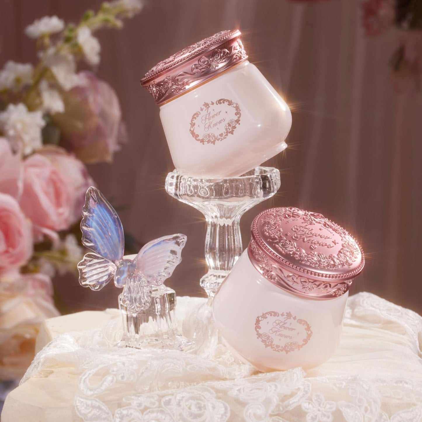 Flower Knows Midsummer Fairytales cleansing balm jar displayed on a vanity