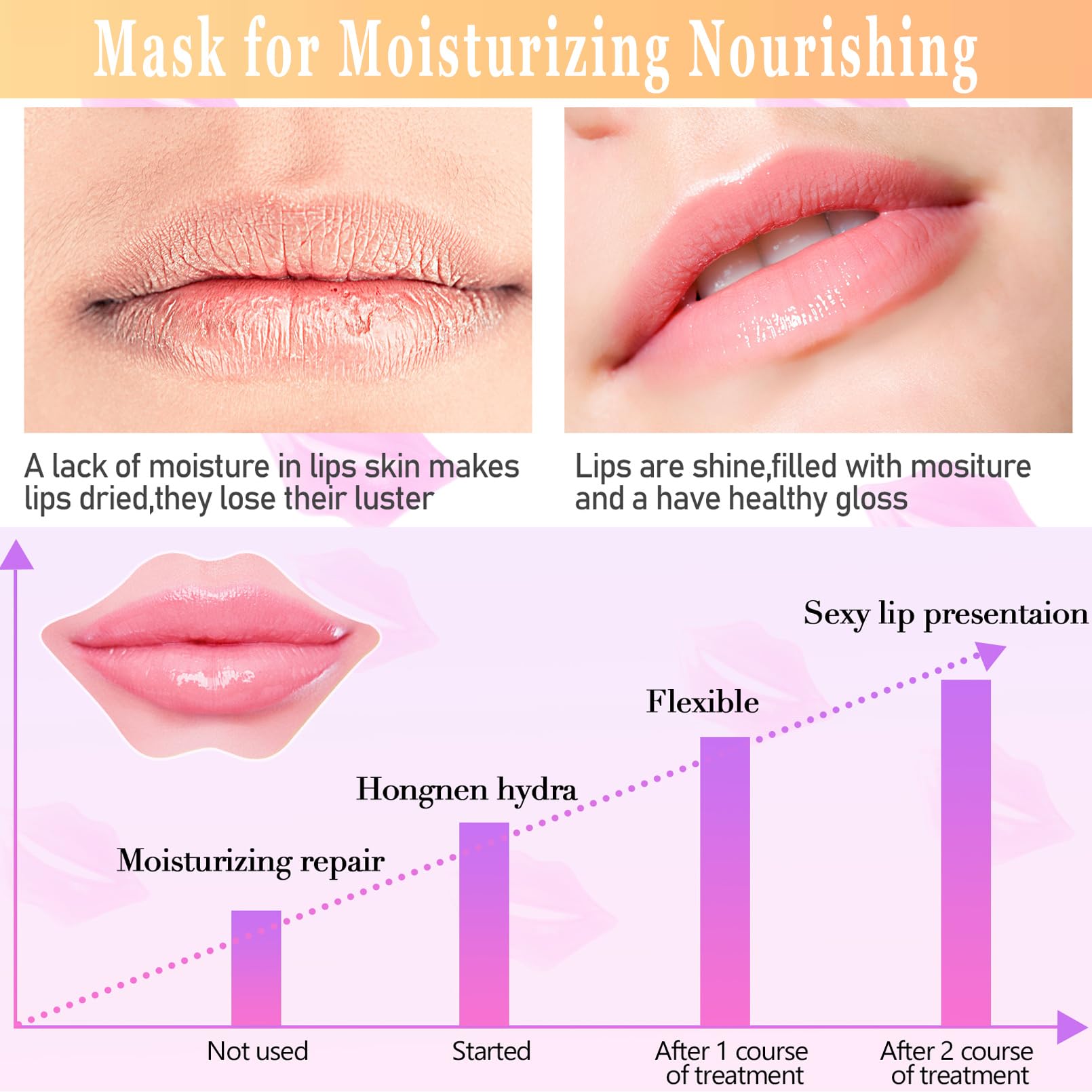 Applying pink crystal lip mask to dry lips
