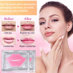 Applying crystal collagen lip mask on lips