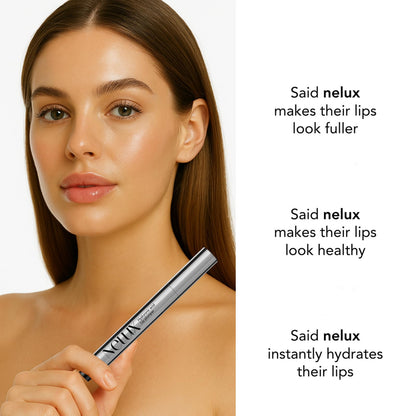 Nelux lip plumper applied on lips for volume