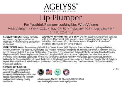 Agelyss lip plumper with Volulip ingredient focus